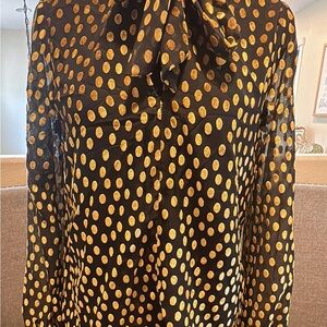 Express Black Blouse with Gold Dots